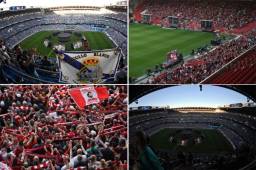 El estadio Santiago Bernabéu y Anfield se llanaron de afición de Real Madrid y Liverpool.