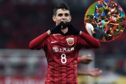 Oscar estrelló el balón en dos jugadores rivales.