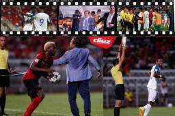 Jorge Luis Pinto hizo fuertes reclamos al cuarto árbitro y casi se va expulsado, el DT de Honduras tenía toda la razón de hacerlo. Quioto terminó fundido y el penal que no le pitaron a Costly.