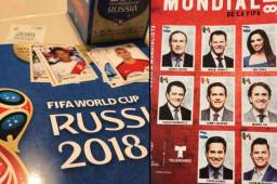 Los periodistas de la cadena oficial del Mundial, Telemundo aparecen en el álbum Panini. Entre ellos Copán Álvarez y Ana Jurka.