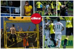 Real España venció 2-1 al Platense con un cierre controversial. Estas son las imágenes que captó el lente de DIEZ del encuentro en el Morazán. Fotos Joseph Amaya