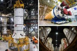 La NASA comenzó a ensamblar el 'megacohete' para volver a la luna y que será llevado por una mujer. Las fotos de la obra maestra que están creando.
