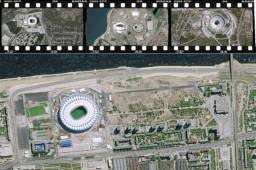 Los satélites Pleiades, operados por Airbus Defence and Space, divulgaron imágenes desde el espacio de los 12 estadios que albergarán el Mundial de Rusia 2018.