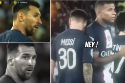 Previo al penal que terminaría ejecutando Neymar, Messi vio con cara de pocos amigos a Mbappé.