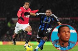 El jugador del Manchester United, Antonio Valencia, marcando a Wilson Palacios cuando militó en el Stoke City. Hoy se solidarizó por la muerte de JC García.