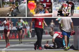 Sin duda se trata del Mundial de Atletismo más duro de la historia. El calor y la humedad ha provocado hasta el desvanecimiento de algunos deportistas. Las imágenes son impactantes. FOTOS AFP.