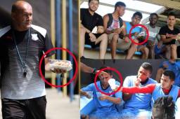 Ayer fueron donas con refresco, hoy el menú del Honduras Progreso cambió y los jugadores disfrutaron de semitas con refresco y baleadas. Así fue el cierre de la práctica de este miércoles. Fotos Delmer Martínez