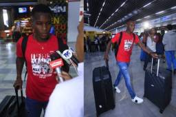 Rubilio Castillo en su salida para Portugal tras los partidos con la selección de Honduras. Foto: Moisés Valenzuela.