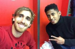 Esta es la imagen que compartió Muniesa junto al Choco Lozano, el nuevo jugador del Girona FC.