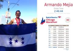 Armando Mejía puso el nombre de Honduras en alto en la competencia de la Maratón de Chicago y rompió su marca personal.