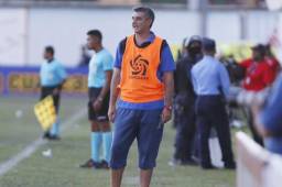 El entrenador del Motagua, Diego Vázquez, durante el encuentro ante Marathón que ganaron por la mínima diferencia. Fotos Marvin Salgado