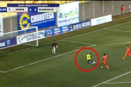 Así fue el terrible fallo de Erick Andino en el partido ante los Lobos de la UPNFM.