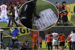 El partido entre Honduras Progreso y Lobos de la UPNFM terminó muy accidentado con golpes, codazos y empujones, el árbitro expulsó a tres futbolistas. En Tegucigalpa se encienden las alarmas al ver las condiciones en que terminó Jerry Bengtson quien tras anotar de penal, tuvo un fuerte calentón con el goleador Ramiro Rocca.