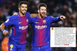 Suárez le respondió a Messi tras su mensaje de despedida.