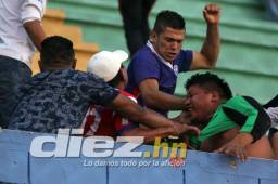 Aficionados del Olimpia golpearon y despojaron de su camiseta a uno del Marathón.