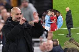 Pep Guardiola, entrenador del Manchester City, se enganchó con los aficionados del Liverpool que le dedicaron un cántico, que al parecer no gustó al DT español. Fotos: EFE
