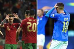 Portugal avanzó, mientras que Italia dijo adiós al Mundial de Qatar 2022 tras caer ante Macedonia. FOTOS: AFP