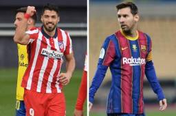 Es tremenda la batalla que se tienen Luis Suárez y Messi por el Pichichi en la Liga de España.