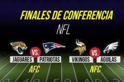 Los cruces en las finales de conferencia en la NFL quedaron estableciodos, los Patriots se enfrentan a los Jaguars y por otra parte las Águilas de Filadelfia le hace los honores a los Vikingos de Minnesota.