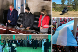 El Congreso hondureño nombró este domingo dos presidentes en ceremonias separadas, profundizando una crisis política a cuatro días de la asunción de la presidenta electa de izquierda, Xiomara Castro, tiñendo de incertidumbre la toma de posesión. FOTOS: David Romero y Emilio Flores.