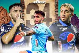 El argentino Agustín Auzmendi, con sus 11 goles en Olancho FC y 23 con Motagua, es el jugador con más tantos en el fútbol hondureño de enero a diciembre junto a Luciano Emilio. MONTAJE: Rigoberto Díaz