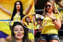 Las hermosas aficionadas colombianas presente en el estadio apoyando a su selección.