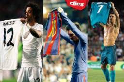 Marcelo, Messi y Cristiano Ronaldo han celebrado enseñando su apellido a la afición rival.