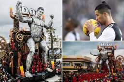 En el carnaval de Viareggio (Italia), Cristiano Ronaldo fue homenajeado con una figura de más de 20 metros de altura.