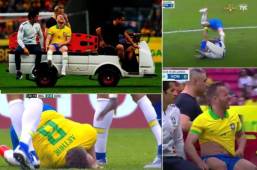 Arthur Melo, entre lágrimas, se dolía de la rodilla y tuvo que salir del terreno de juego luego que Romell Quioto lo lesionó.