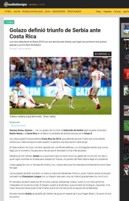 Prensa de Costa Rica: 'Se apaga la ilusión de los octavos en Rusia'