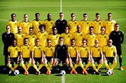 Así posaron los jugadores de Bélgica. Son unos loquillos.