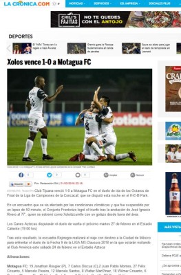Prensa Mexicana: 'Ladraron los perros' y 'Xolos mordió al Motagua'