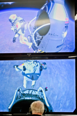 imágenes del histórico salto en caída libre Felix Baumgartner.
