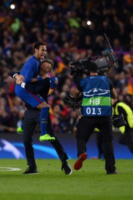 La celebración del Barcelona y los rostros de amargura del PSG