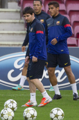 Imágenes del entrenamiento del Barca y Celtic