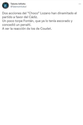 'Dinamitó el partido con movimientos top': Lo que dicen del Choco Lozano tras su nuevo gol con el Cádiz en la Liga Española