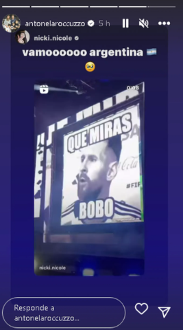 La burla de Antonela Roccuzzo: así fue captada tras el ‘qué mirás, bobo’ de Messi a jugador de Países Bajos