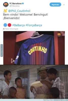 Barcelona ficha a Coutinho y afición lo celebra con divertidos memes