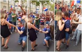 Enmedio de las celebraciones del triunfo de Francia, un aficionado le pidió matrimonio a su pareja.