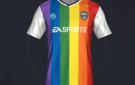 Esta la camisa que ha causado la polémica en Rusia, por sus colores del arcoiris.