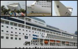 Un crucero con 1,800 pasajeros a bordo tuvo un percance al estrellarse con muelle en Roatán.