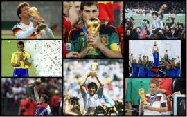 Las postales que han quedado para la historia, los capitanes que han levanado el campeonato del mundo para su selección.