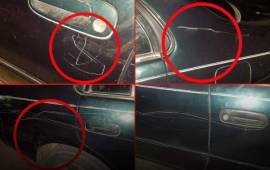 Así dañaron el automóvil del silbante luego del partido de Liga de Ascenso.