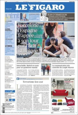 Las impactantes portadas en el mundo tras atentado en Barcelona