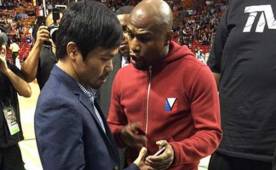 Tanto a Manny como a Floyd les pusieron en las pantallas gigantes en el partido de la NBA.