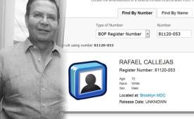 Este es el registro penitenciario otorgado a Rafael Callejas por el Centro Metropolitano de Detención de Brooklyn. FOTO: DIEZ