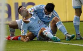 Iago Aspas le marcó doblete al Barcelona al 30 y 56 del juego, el Celta de Vigo pasó a liderar la tabla junto al Real Madrid. Foto EFE