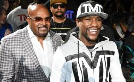 Mayweather estuvo sonriente, pero no tan triunfalista como en otras ocasiones previas a sus combates.