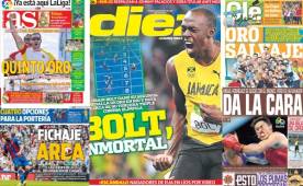 Las portadas más destacadas del mundo con la hazaña de Usaín Bolt que dominó los 200 metros con una enorme facilidad. En España destacan el arranque de la liga.