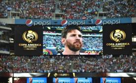 Una imagen de Messi en el MetLife Stadium que emocionó a los aficionados. Fotos AFP.